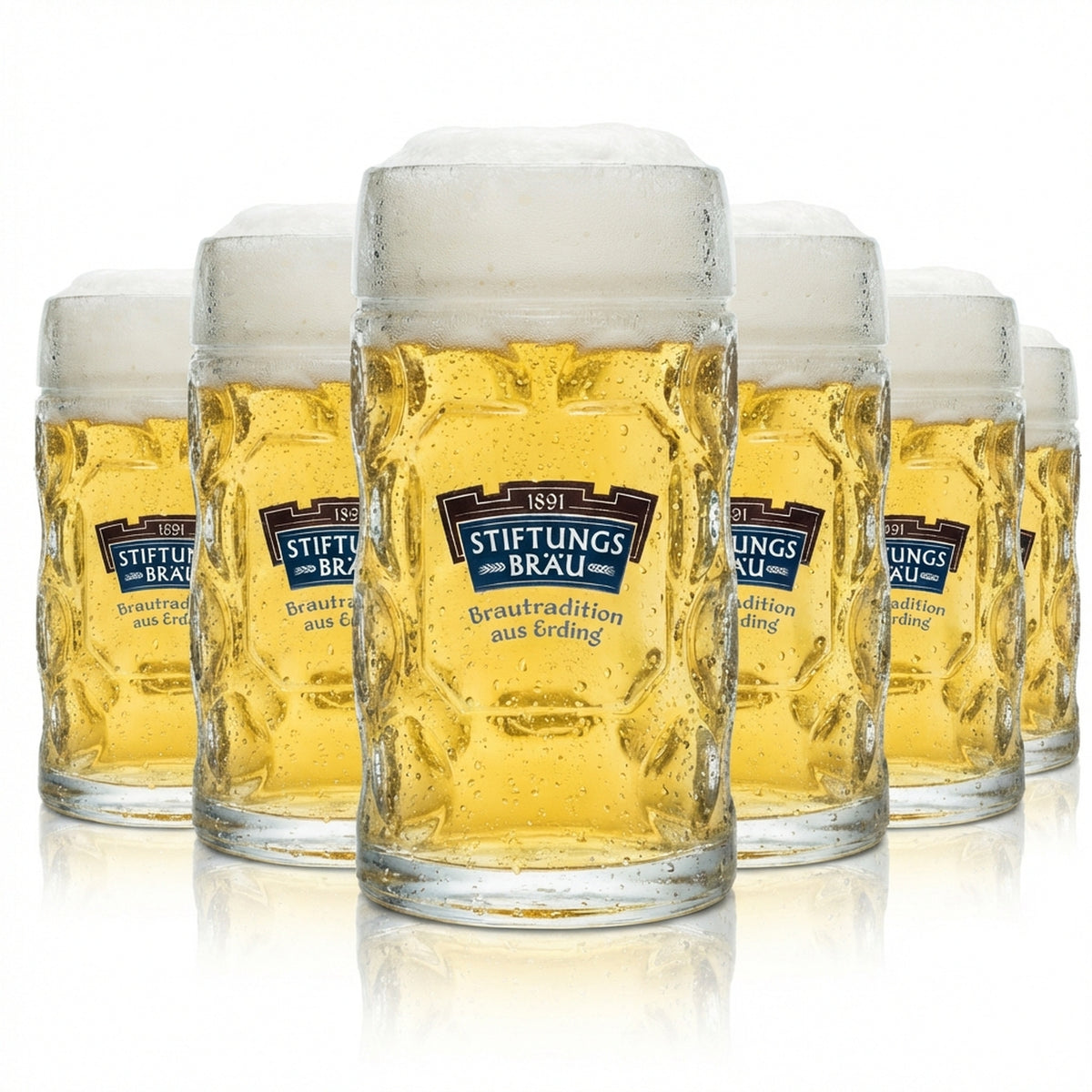 6 verres à bière Erdinger 0,5 l, chope Stiftung Bräu Isar, verres à anse avec relief