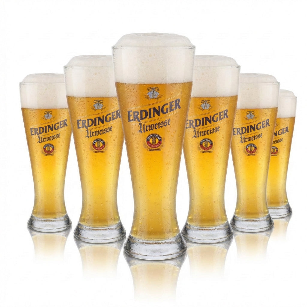 6 verres Erdinger 0,3 l Urweisse Verre à bière blanche Effet perlé Fabriqué à la main Hefeweizen – Vue 2