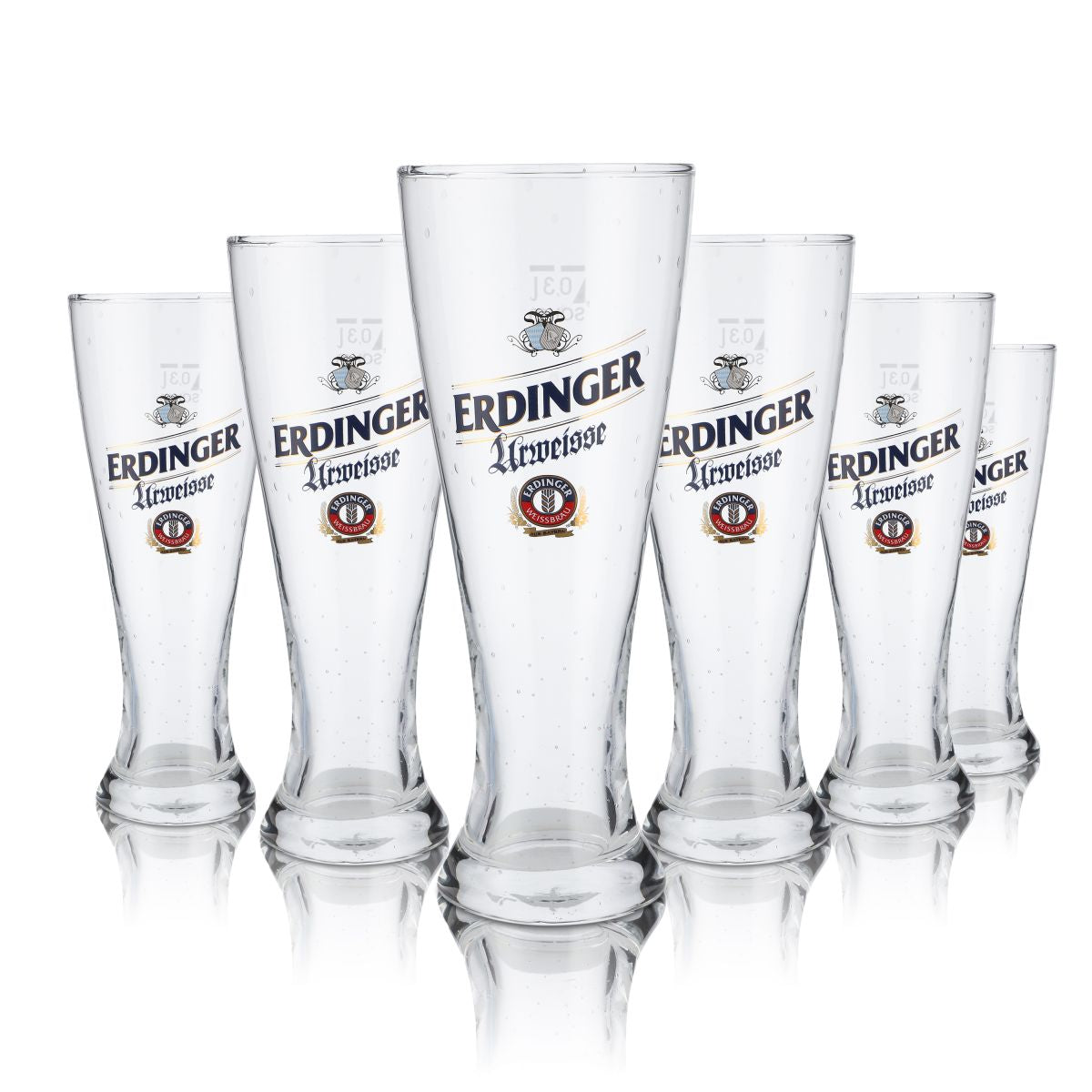 6 verres Erdinger 0,3 l Urweisse Verre à bière blanche Effet perlé Fabriqué à la main Hefeweizen – Vue 3