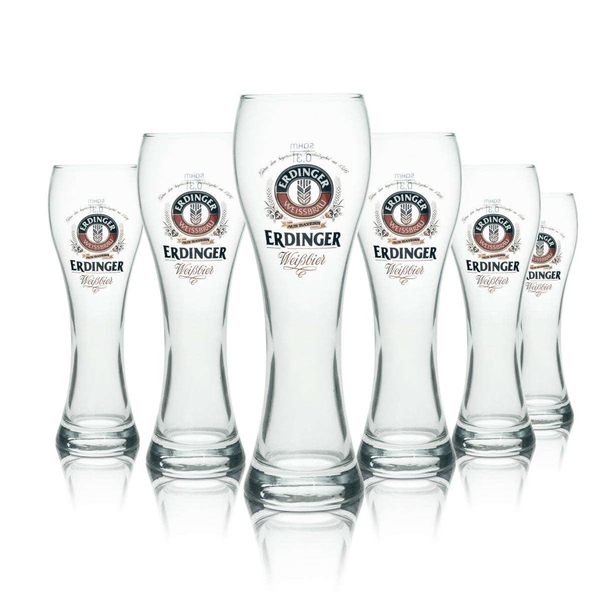 6 verres Erdinger 0,3 l pour bière blanche Hefe Weizen, verres gastronomiques calibrés Bräu Brauerei – Vue 4