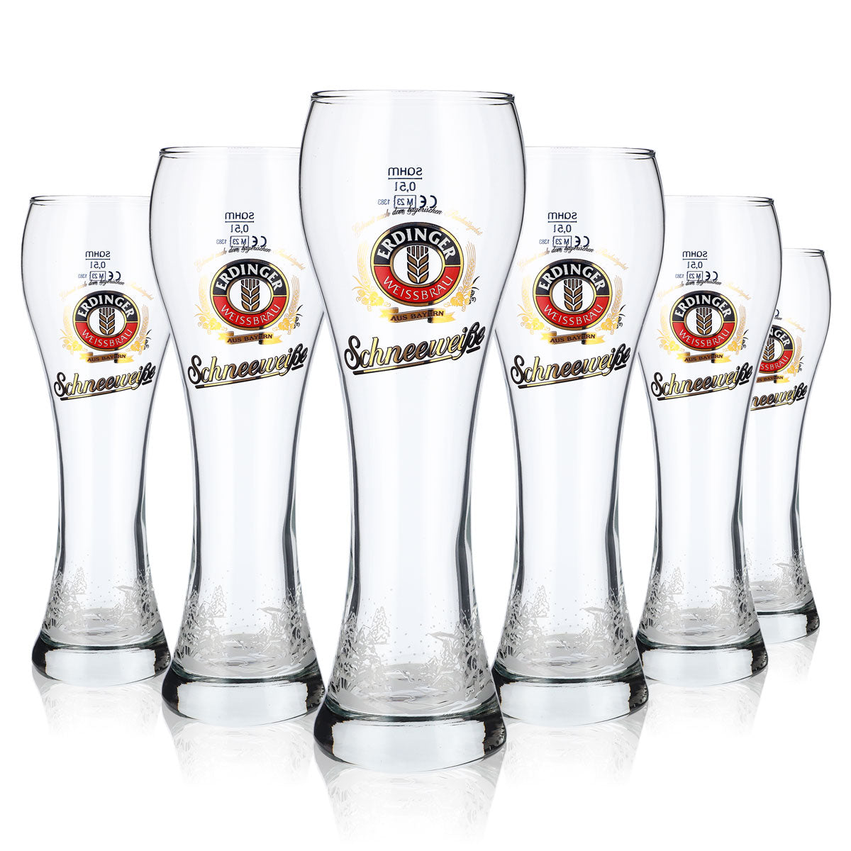 6 verres à bière Erdinger Weissbräu 0,5 l Verres à bière Verre à bière blanche « Schneeweiße » – Vue 3