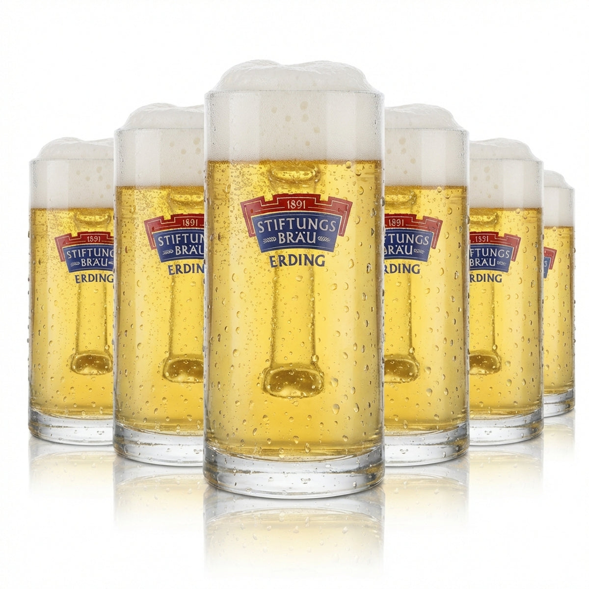 6x Erdinger Weissbräu verre 0,3l Krug Stiftungsbräu verres set brasserie Bavière