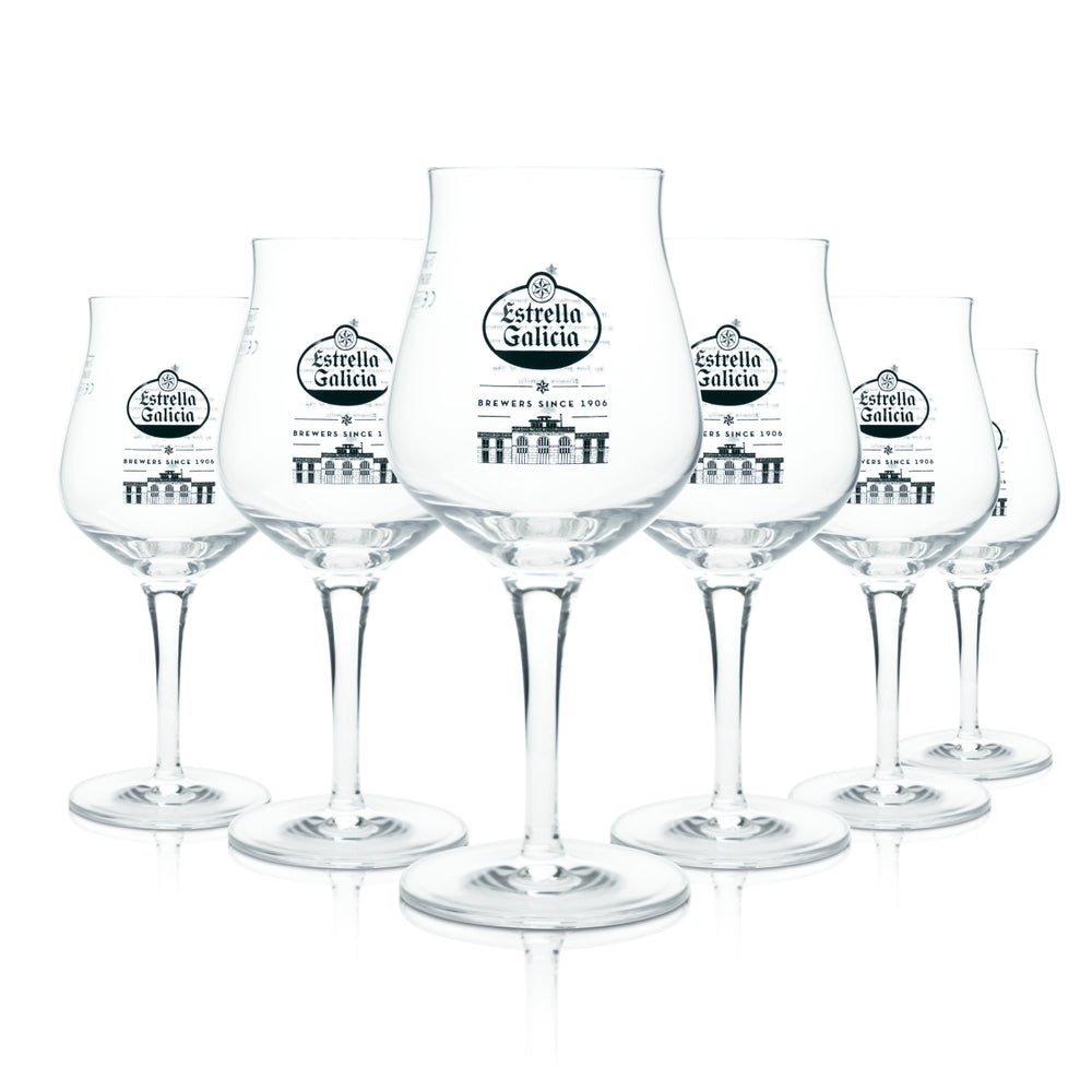 6 verres à bière Estrella Galicia 2/3 pinte, verres tulipes sensoriels, Espagne, bar