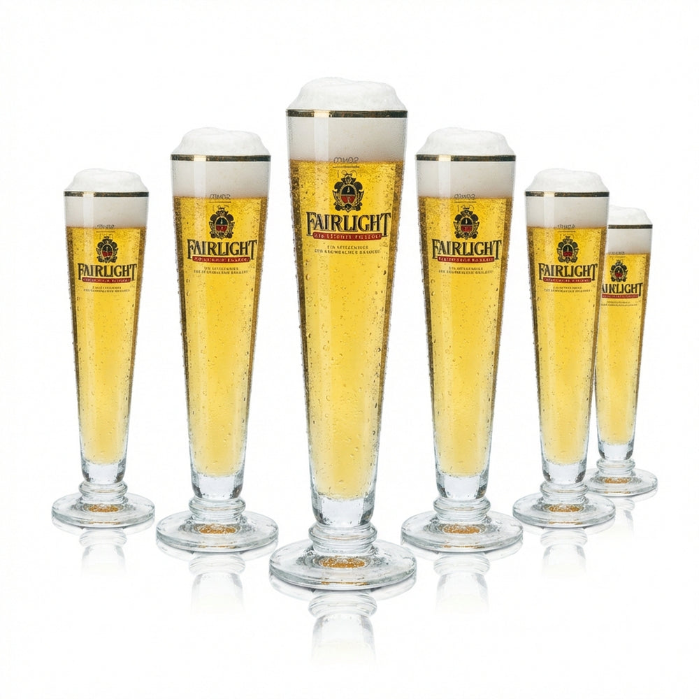 6 verres à bière Fairlight 0,2 l, forme tulipe, bord doré, verres Gatro Kneipe Pils Brau