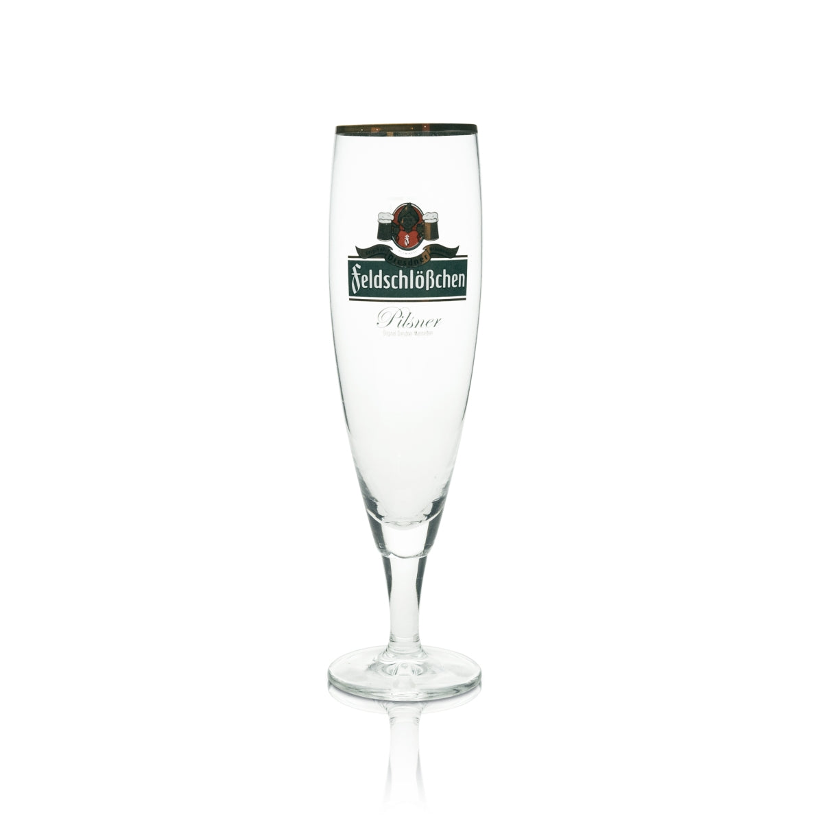 6x verre à bière Feldschlößchen 0,3 l, bord doré, logo vert Ritzenhoff – Vue 2
