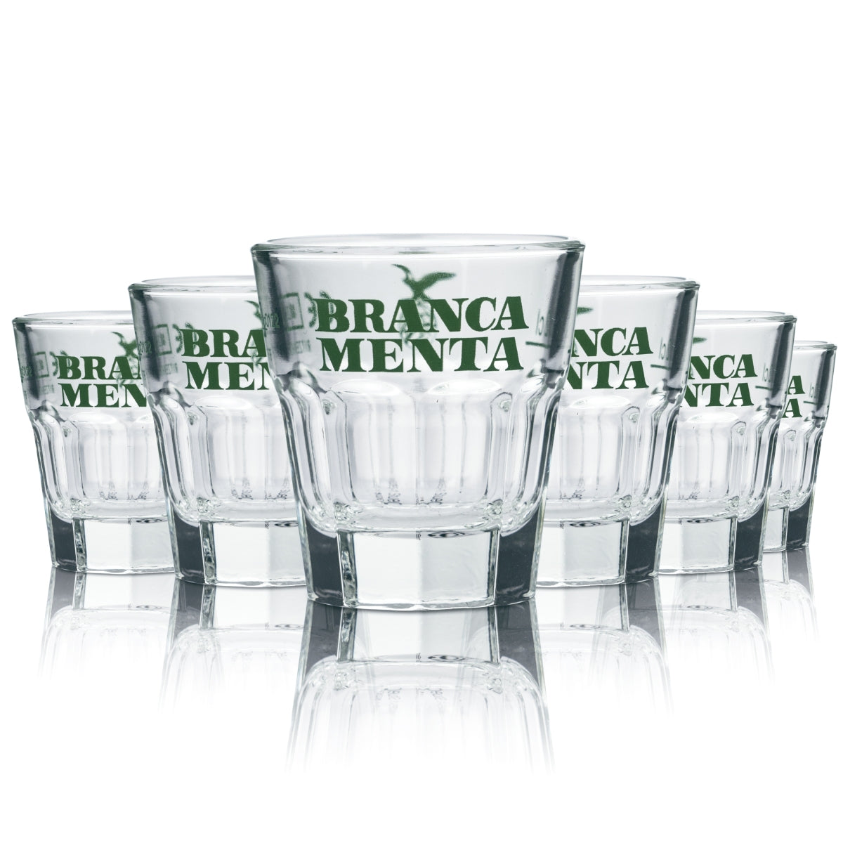 6 verres à shot Fernet Branca Menta 2 cl, verres à schnaps, verres à shot courts, trait de niveau