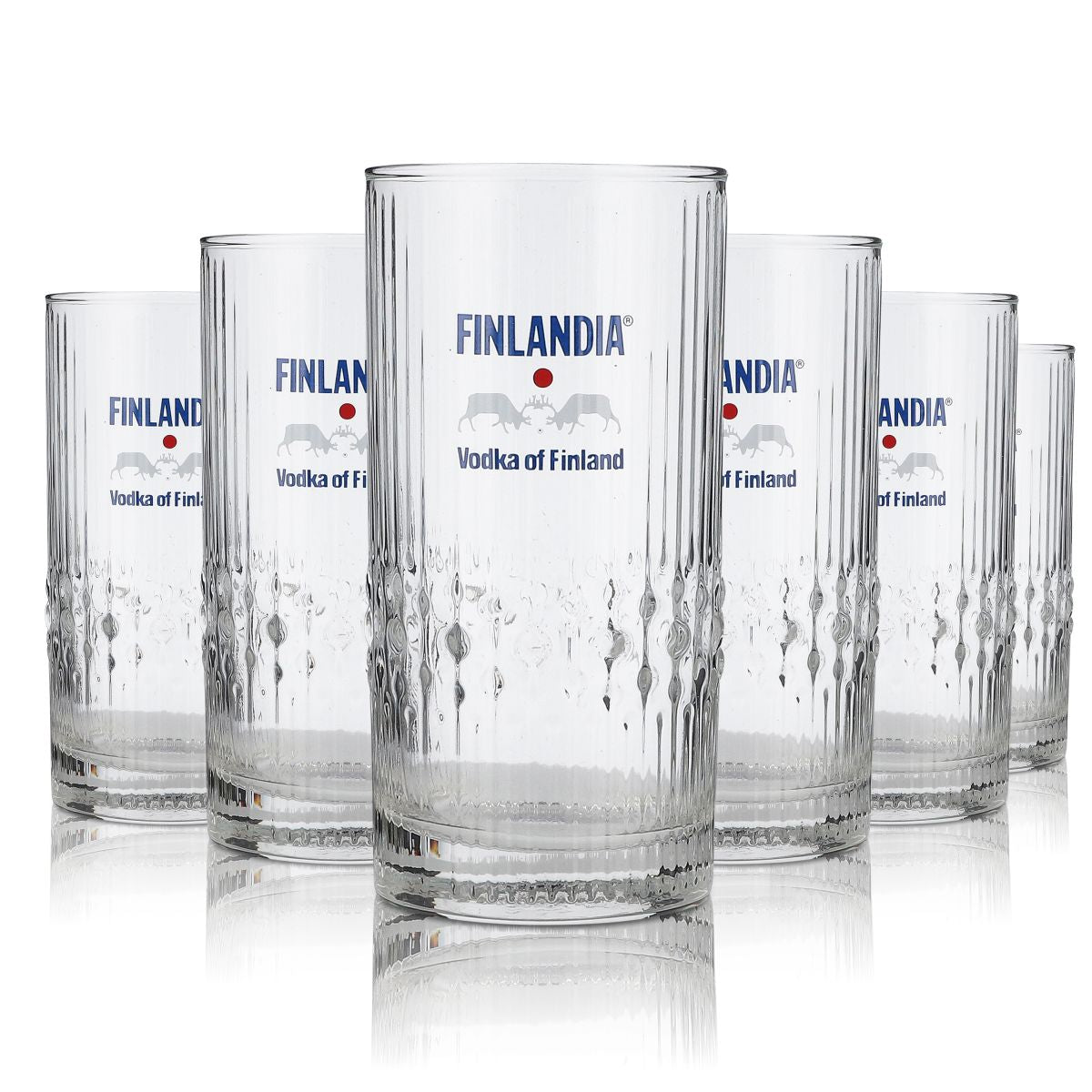 6 verres Finlandia 0,3 l Verre à long drink Gravure en relief  Édition spéciale des années 90