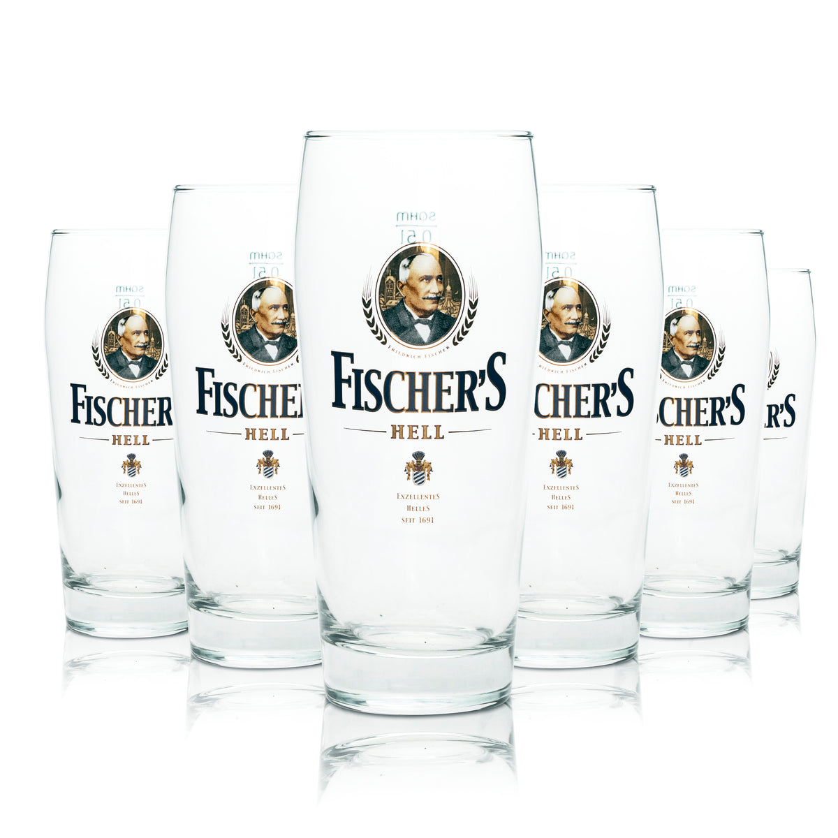 6 verres à bière Fischer 0,5 l, verres Becher Hell, verres Sahm Willi, verres Pils Pokal Tulpe Beer – Vue 4