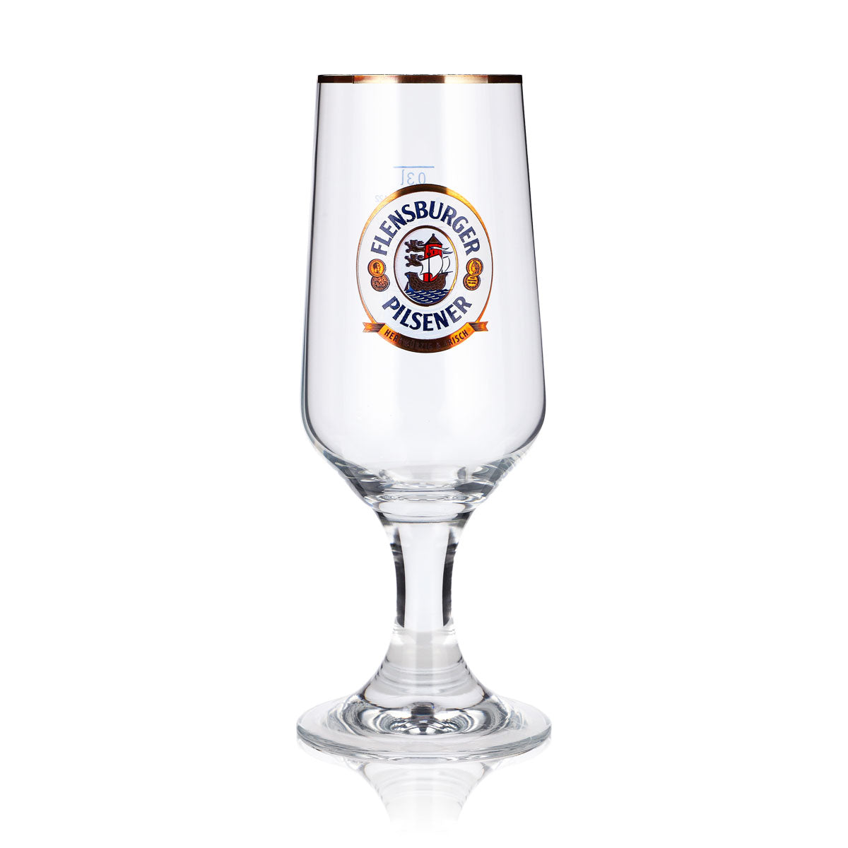 Lot de 6 verres à bière de Flensburg, 0,3 l, forme tulipe, logo doré, coupe Ritzenhoff – Vue 2