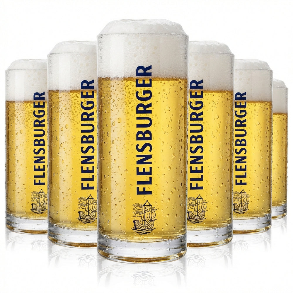 6 chopes à bière Flensburg 0,3 l Verres à bière  Seidel Humpen inscription bleue