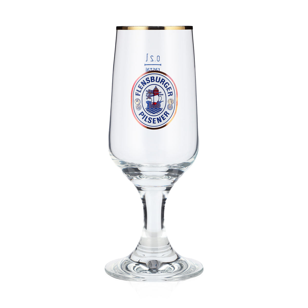 6 verres à bière Flensburger Pilsener Pokalglas avec bord doré - Rastal 0,2 l