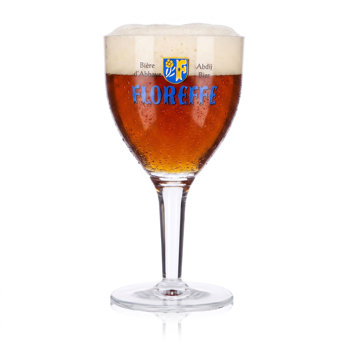 Lot de 6 verres à bière Floreffe de 0,25 l, forme de coupe, logo bleu, bière d'abbaye – Vue 2