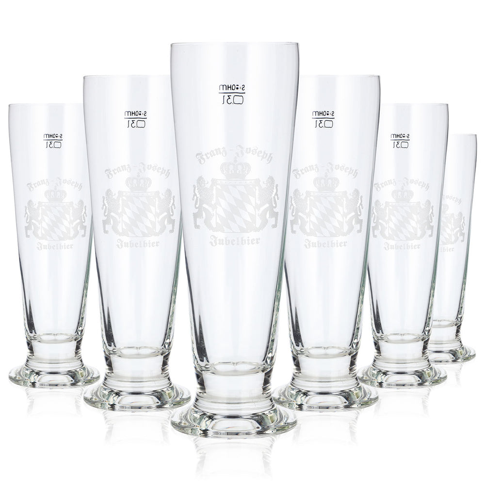 6 verres à bière Franz Joseph de 0,3 l, modèle « Pokal Kontur », Jubelbier Sahm (lot de 6)