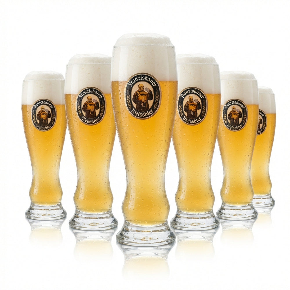 6 mini-verres à bière Franziskaner 0,1 l, bière blanche, levure de blé, réception