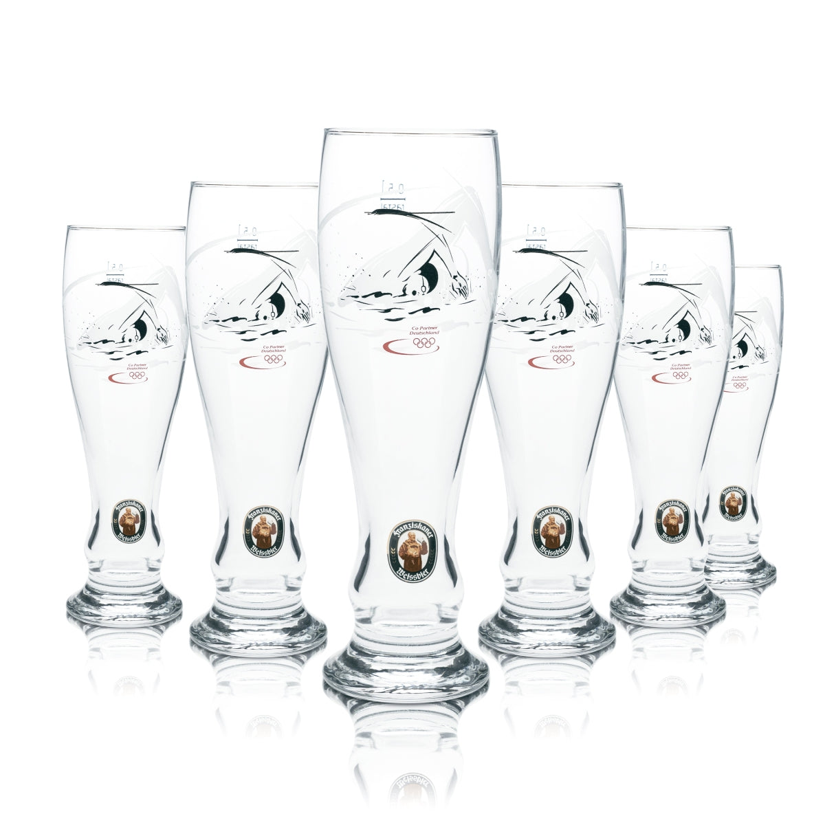 6 verres à bière blanche Franziskaner 0,5 l, édition spéciale Olympia