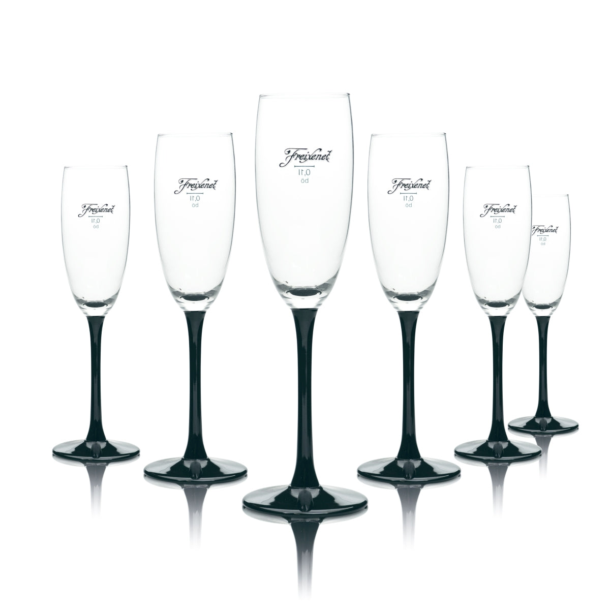 6x Verres à champagne Freixenet 0,1 l Flûte Noir Verres Prosecco Champagne Apéritif