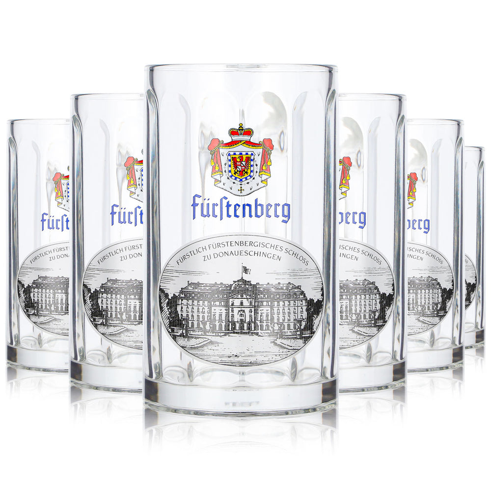 6 verres à bière Fürstenberg de 0,25 l, modèle « Krug », château de Donaueschingen, Rastal (lot de 6)