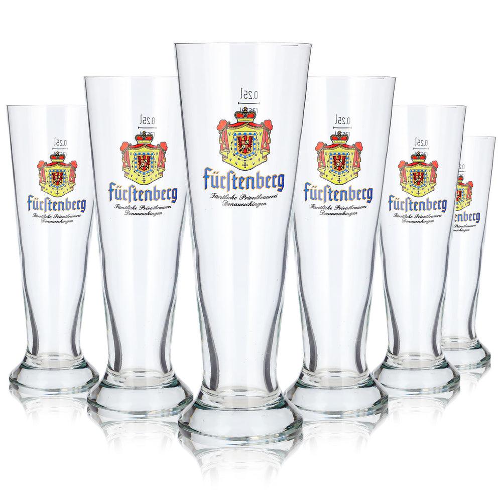 6 verres à bière Fürstenberg de 0,25 l, modèle « Pokal », de la brasserie privée princière de Rastal (lot de 6)
