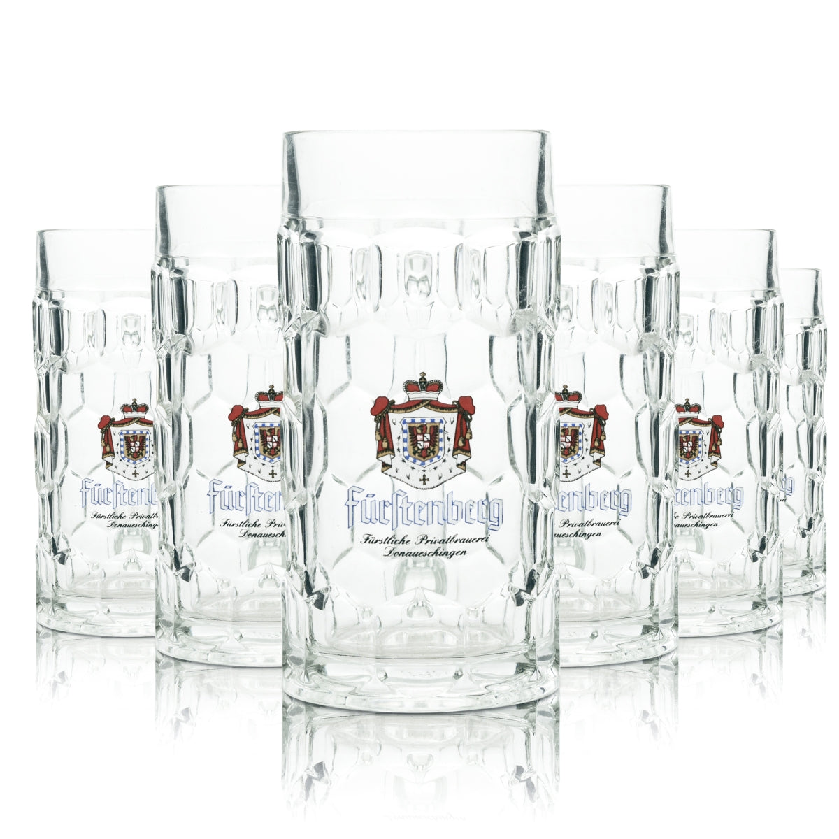 6 verres à bière Fürstenberg 0,4 l, chope couronne, verres à anse Rastal, chopes à bière