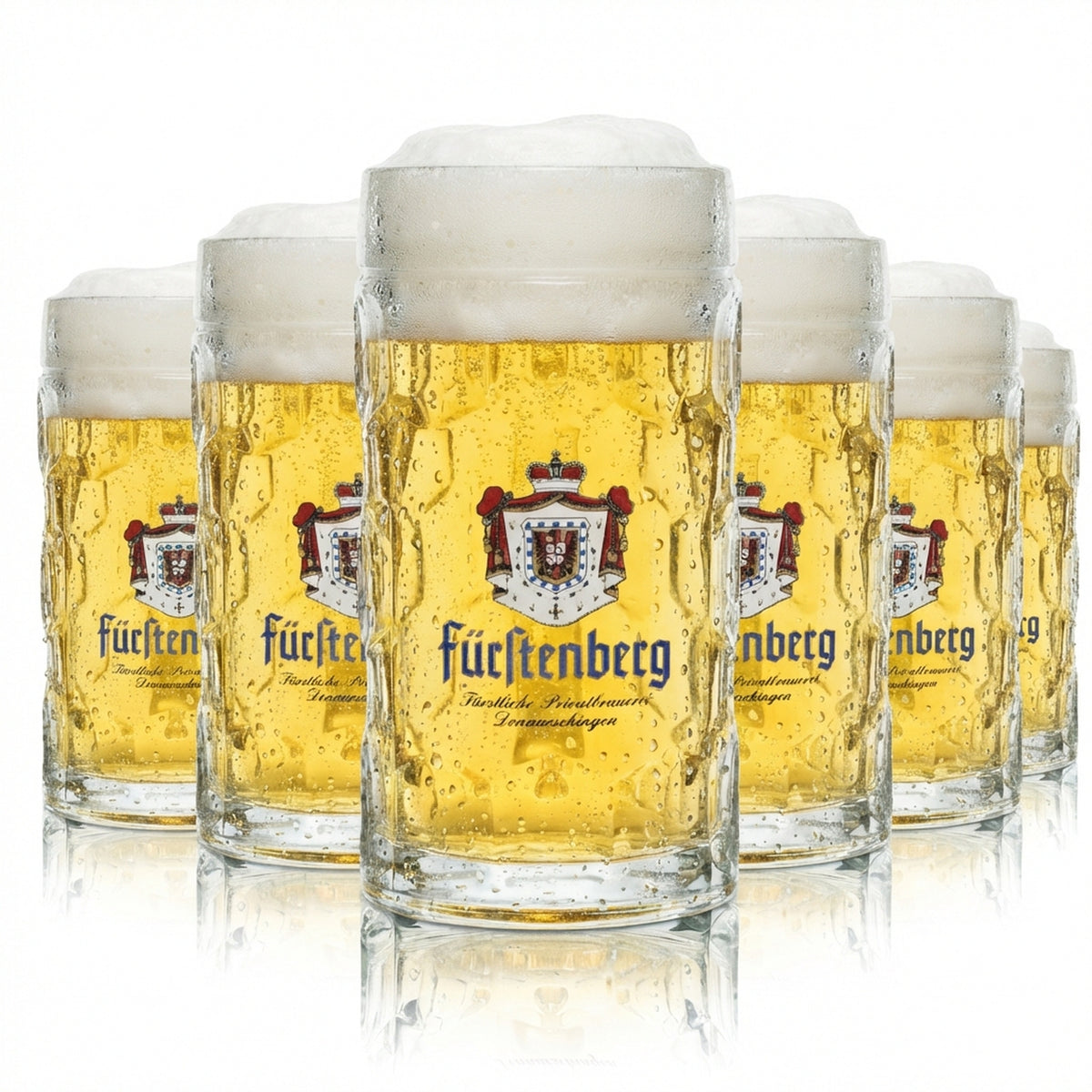 6 verres à bière Fürstenberg 0,5 l, chope couronnée, verres Rastal, chopes à anse, bière