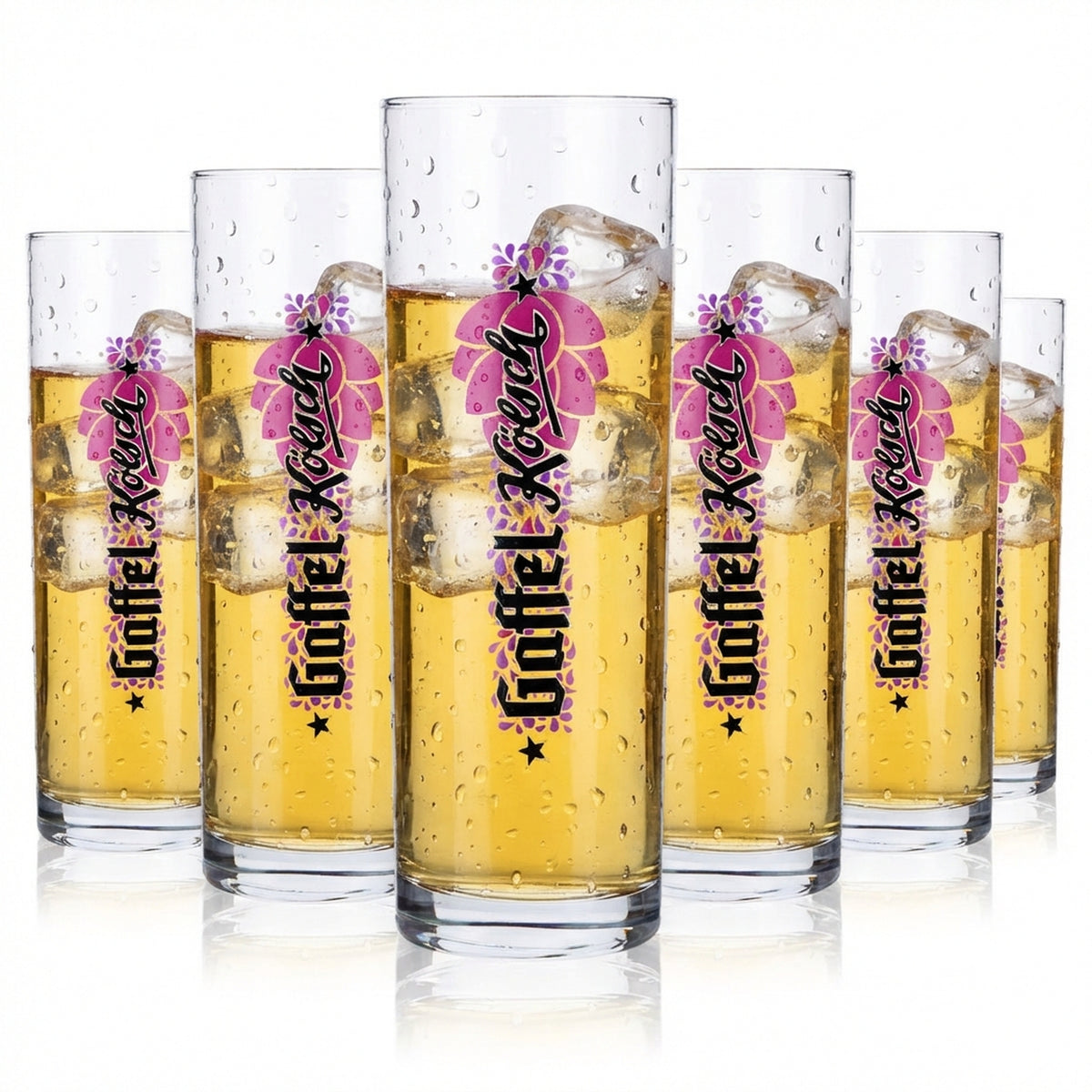 6 verres à bière Gaffel 0,3 l, motif houblon violet