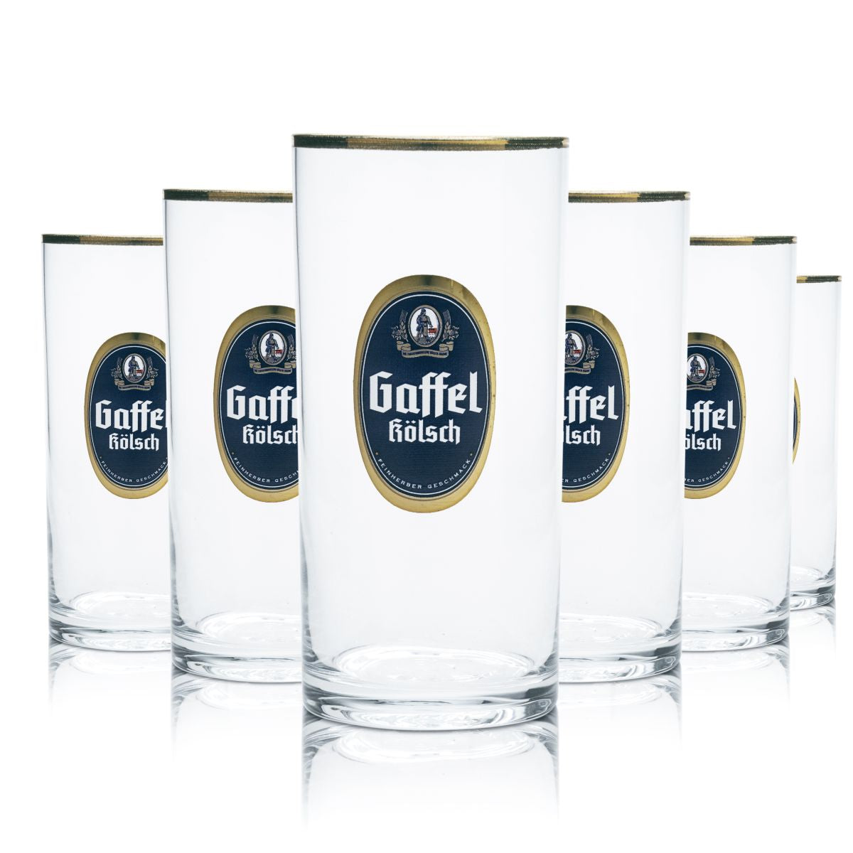 6 verres à bière Gaffel Kölsch 0,1 l avec bord doré, set de verres Brauerei Gastro Eiche
