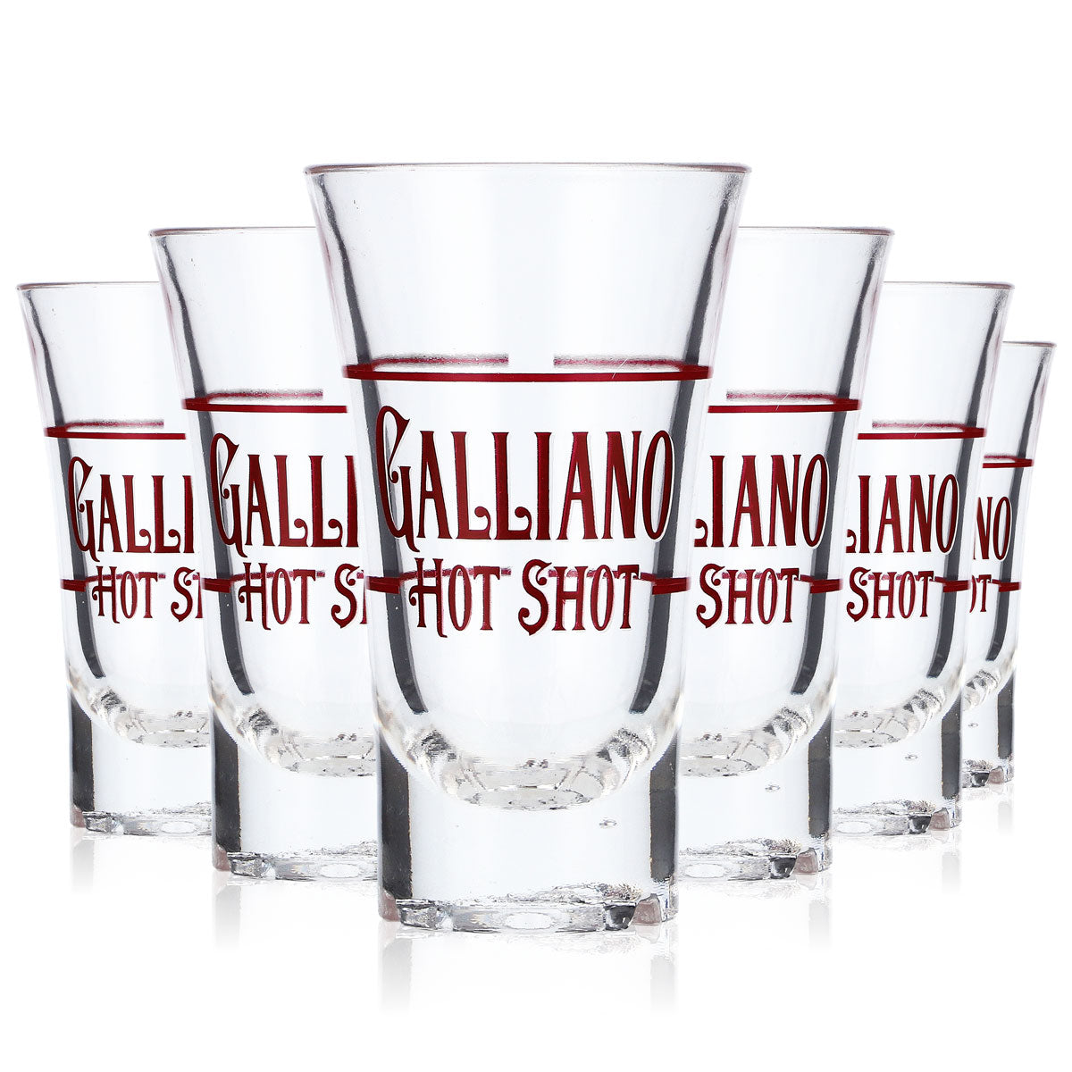 6 verres à shot en acrylique pour liqueur Galiano, modèle court, couleur rouge
