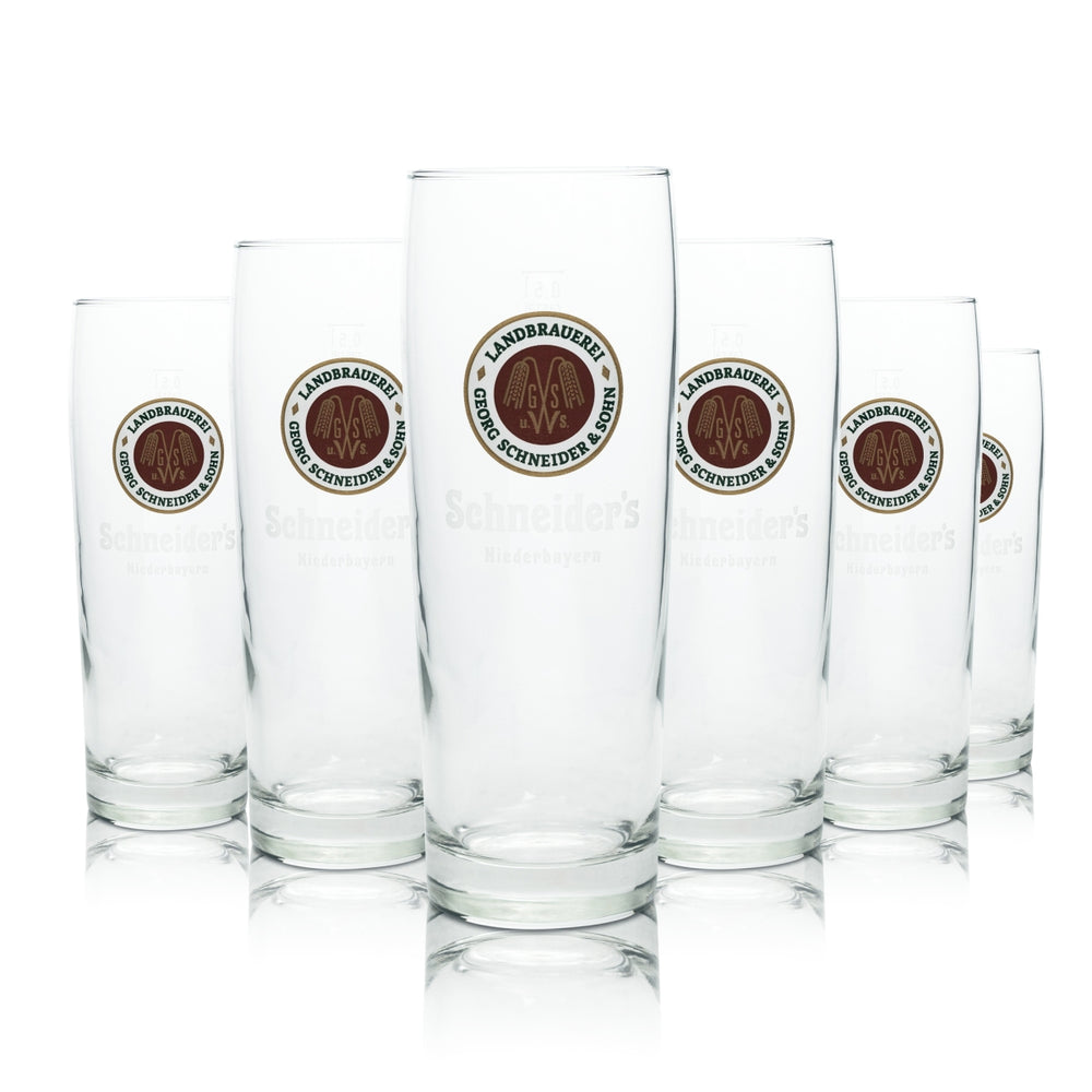 6 verres à bière Georg Schneider & Sohn Landbräu 0,5 l Rastal Willi, Bavière
