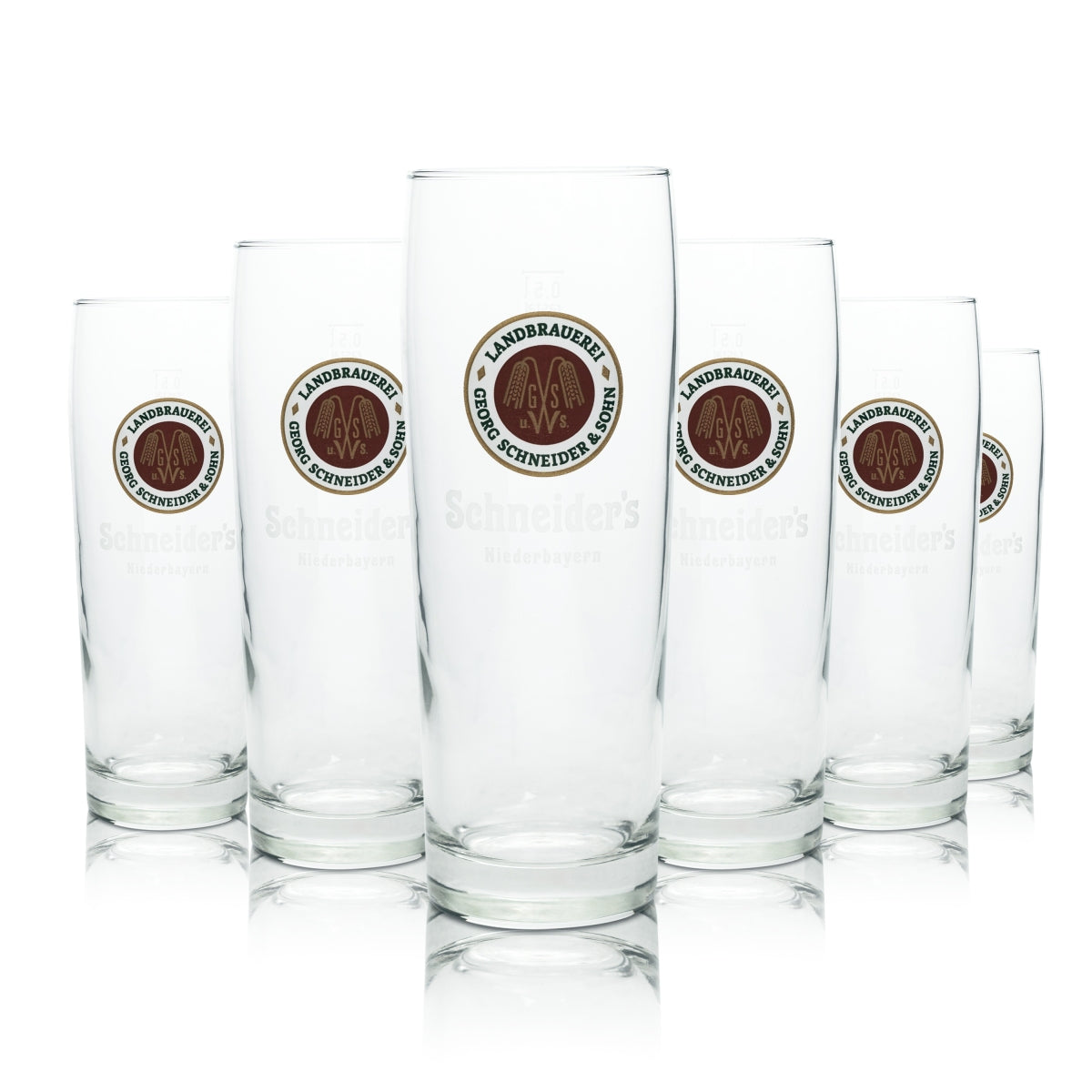 6 verres à bière Georg Schneider & Sohn Landbräu 0,5 l Rastal Willi, Bavière