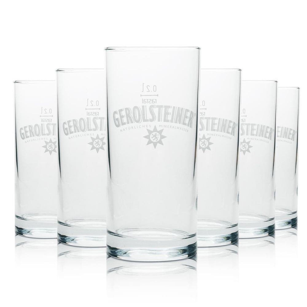 6 verres à eau Gerolsteiner 0,2 l Rastal