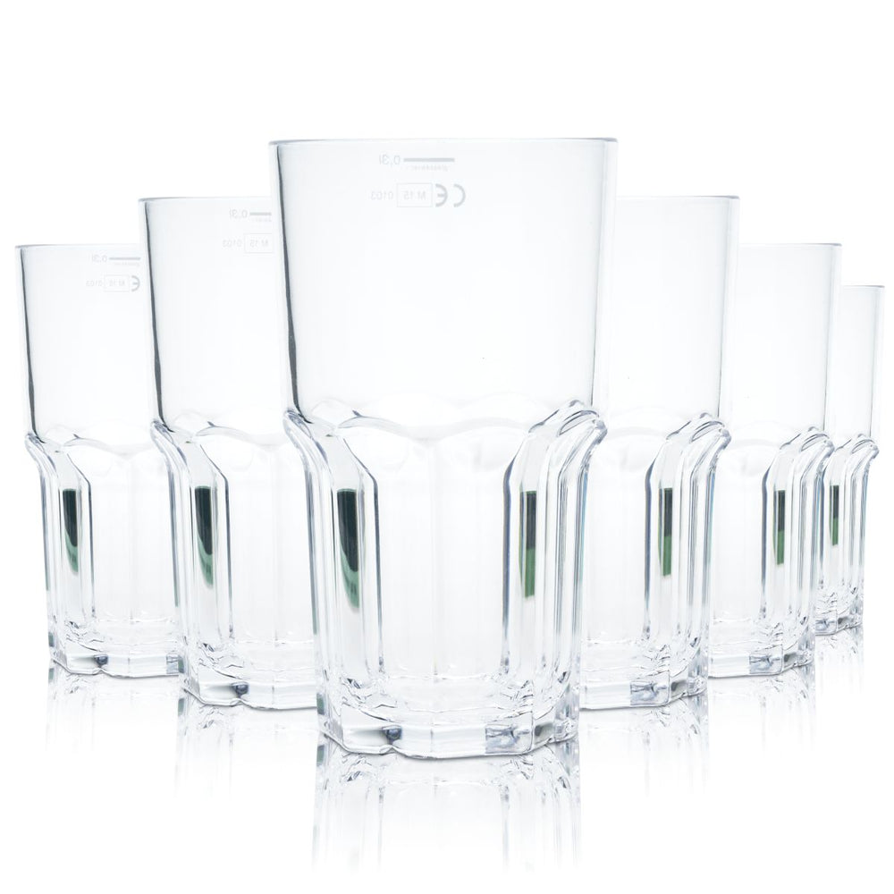 6x glass4ever Gobelet en verre 0,32 l Plastique Verres réutilisables Incassables Granity