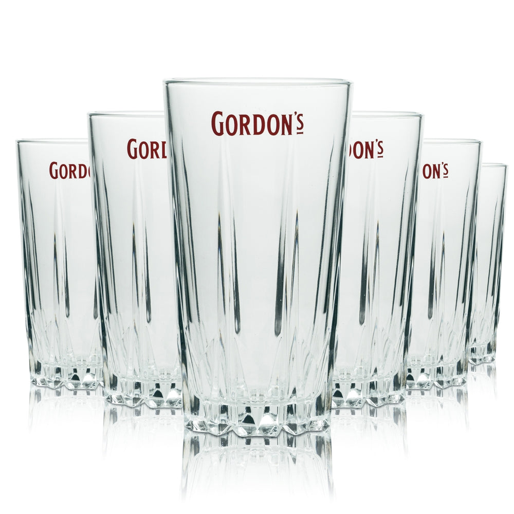 6x Verres à gin Gordon's 0,4 l Verres à long drink Highball Relief Cristal Bar Cocktail