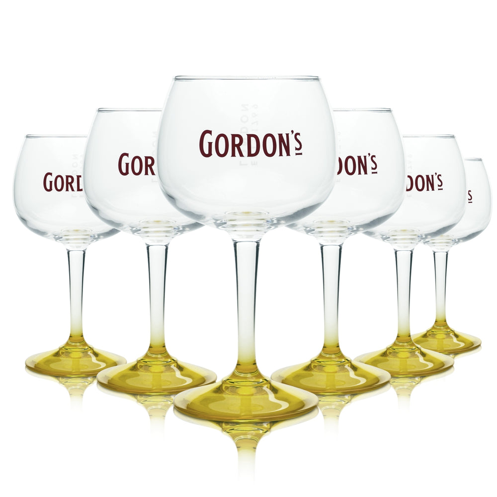 6x Gordon's Gin Verre 0,5 l Verres ballon jaunes Cocktail Longdrink Tonic Le grand