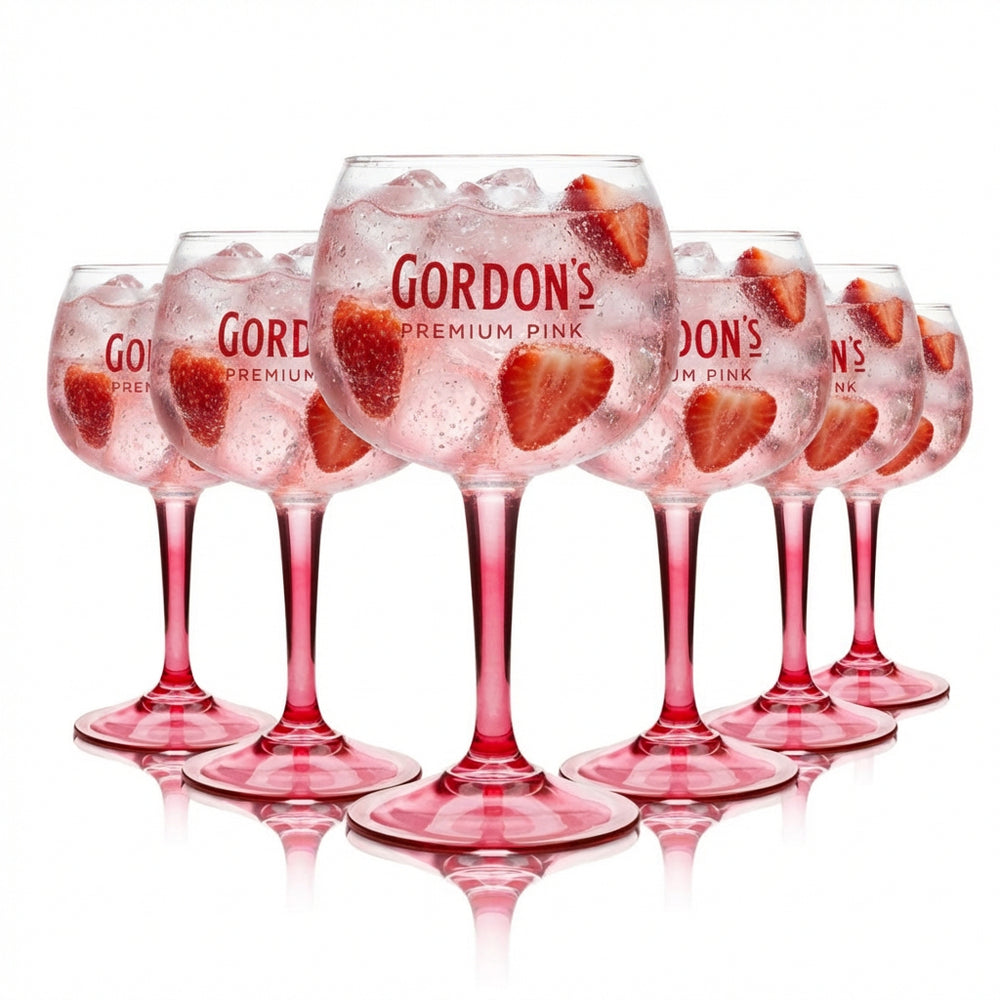 6 verres Gordon's 0,45 l verres ballon roses Gin Tonic Cocktail Verres à apéritif