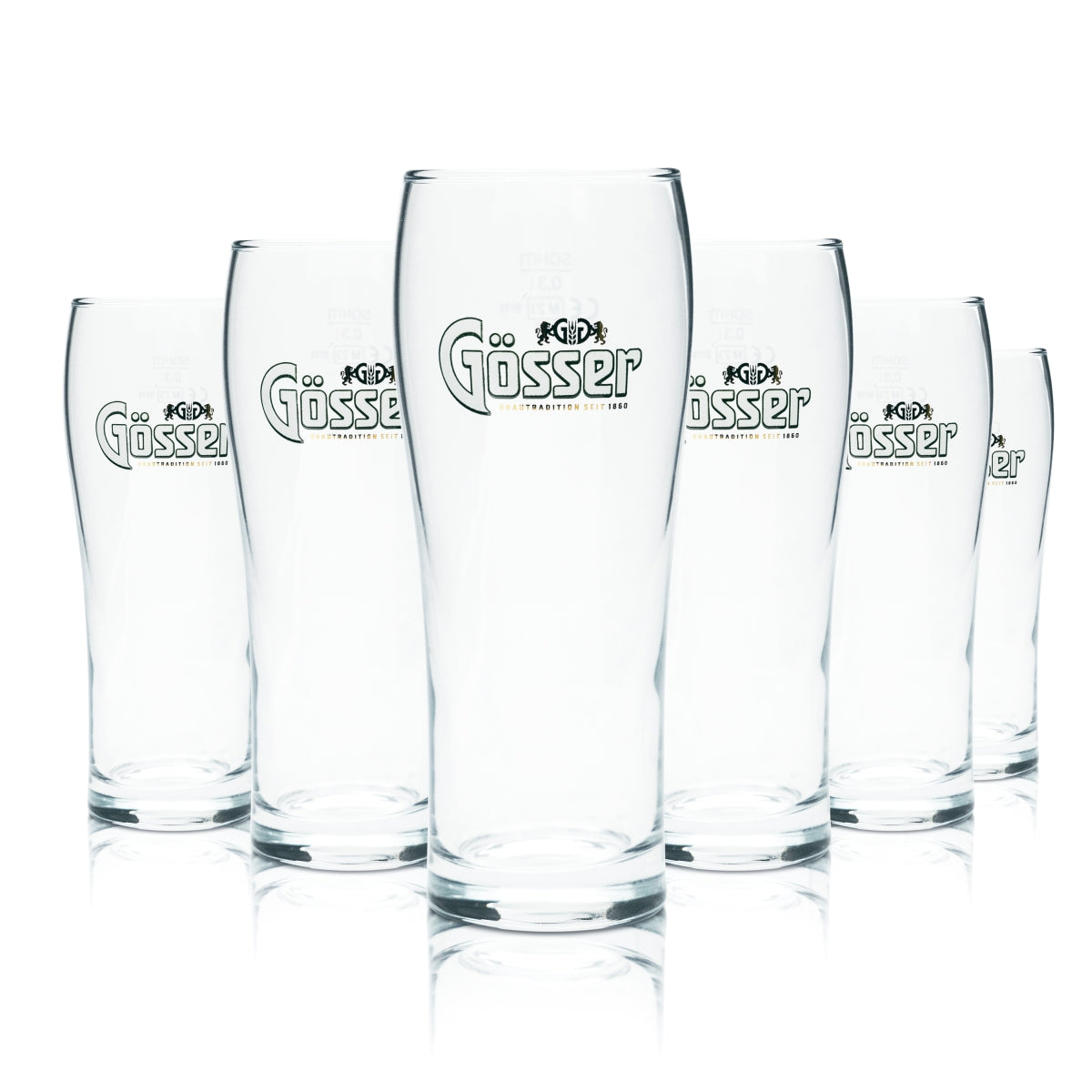 6x Gösser verre 0,3 l bière gobelet coupe verres calibrés gastronomie Autriche brasserie