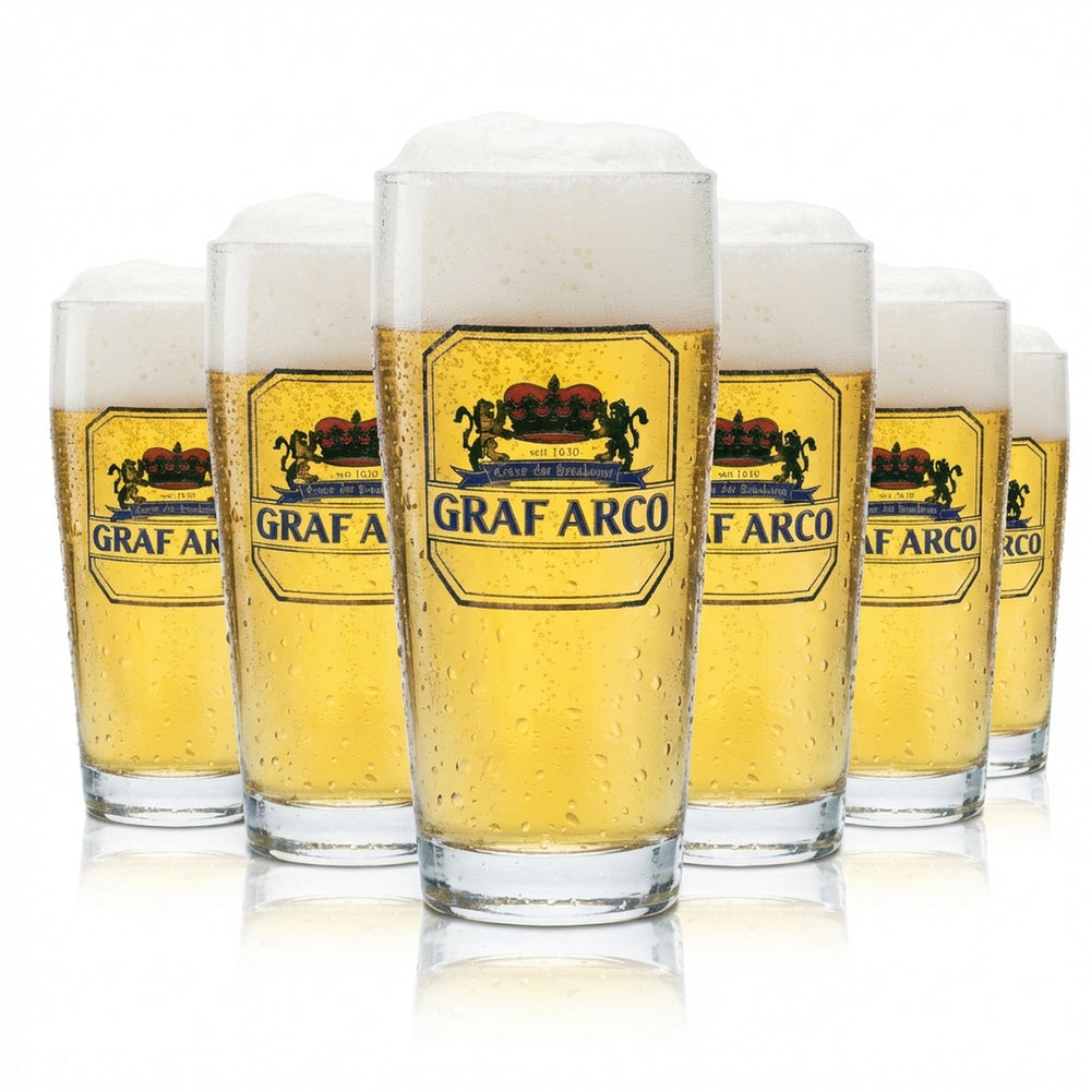 6x verre à bière Graf Arco 0,25 l, verres à bec, brasserie bavaroise, calibré, gastronomie, bière blonde