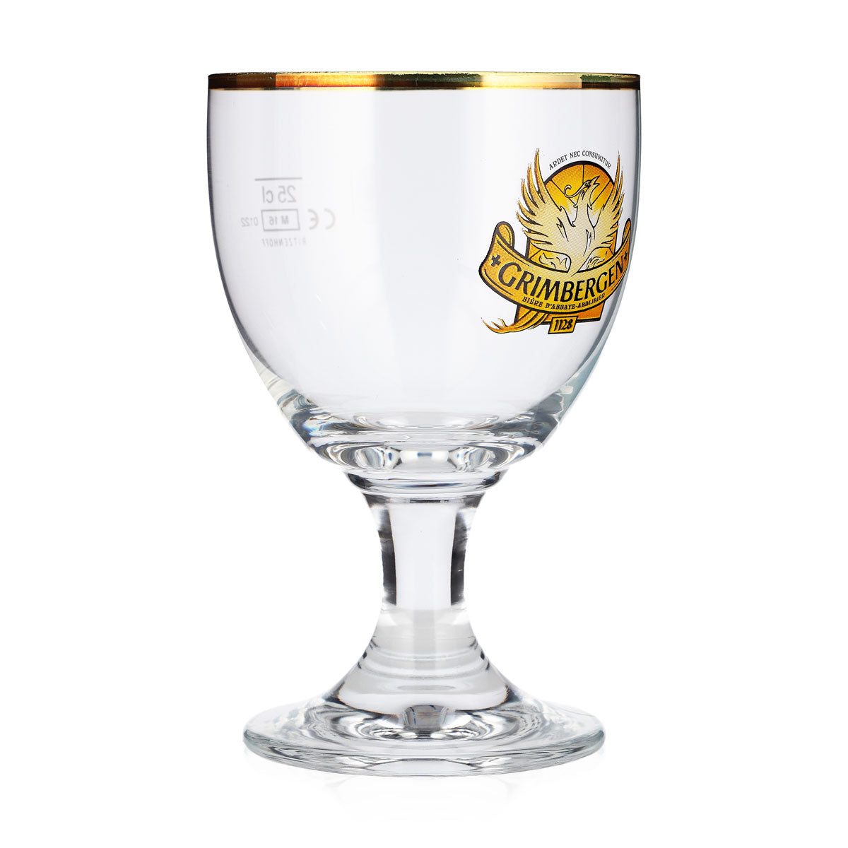 6 verres à bière Grimbergen de 25 cl, forme calice, logo jaune, modèle « Tulipe » de Ritzenhoff – Vue 3