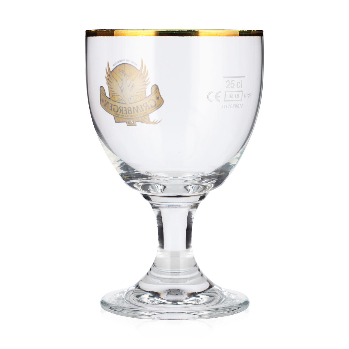 6 verres à bière Grimbergen de 25 cl, forme calice, logo jaune, modèle « Tulipe » de Ritzenhoff – Vue 4