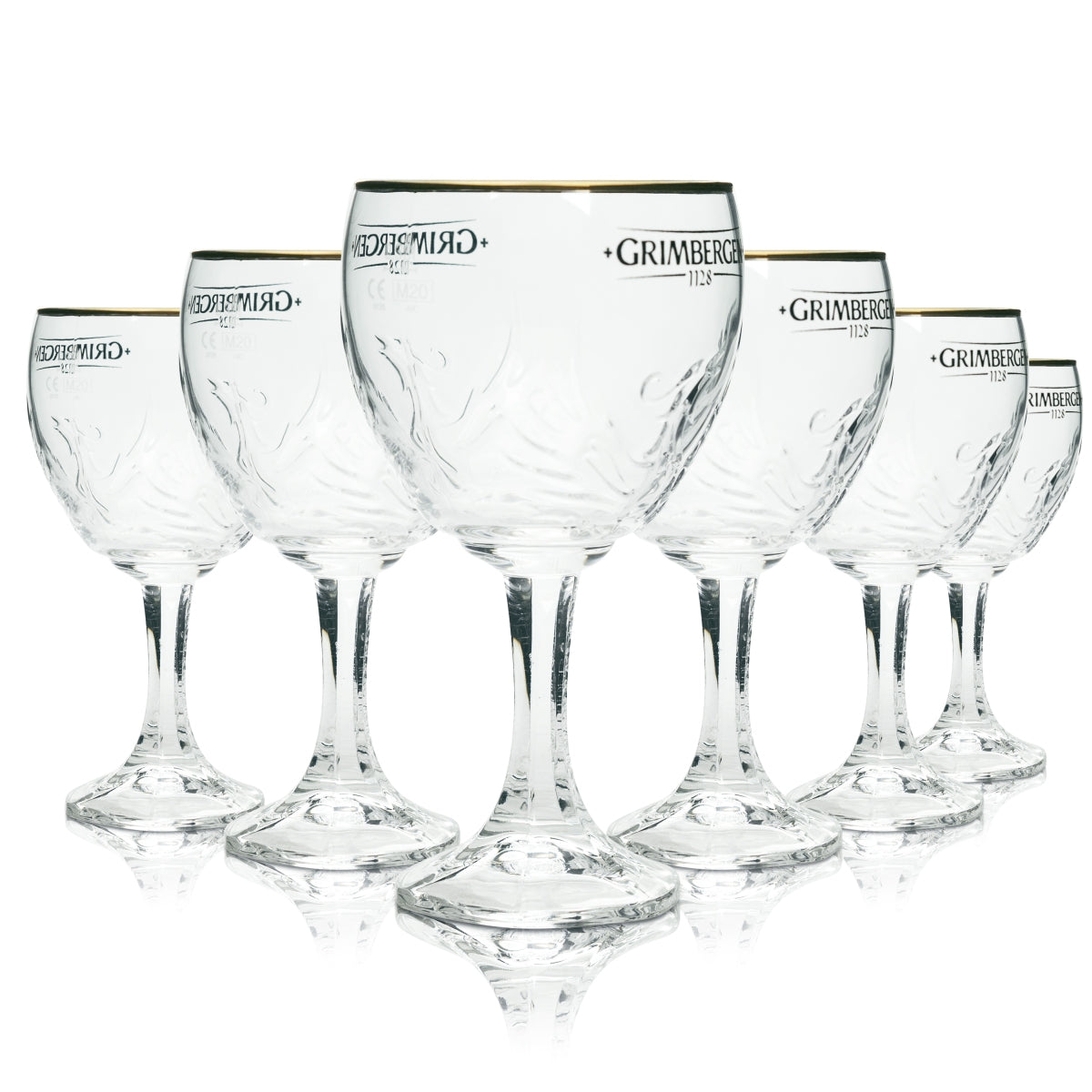 6 verres Grimbergen 0,33 l, forme calice Phoenix, bord doré, verres Gastro Beer