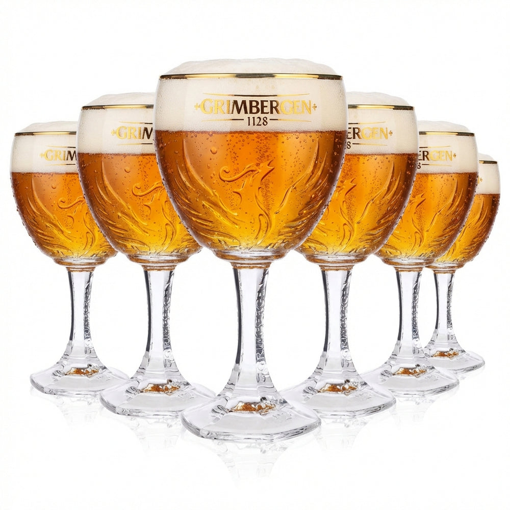 6 verres Grimbergen 0,5 l coupe calice Phoenix contour bord doré verres Gastro Beer
