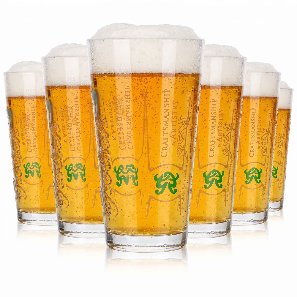 Lot de 6 verres à bière Grolsch de 0,25 l avec logo en relief « Craftmanship & Artistry »