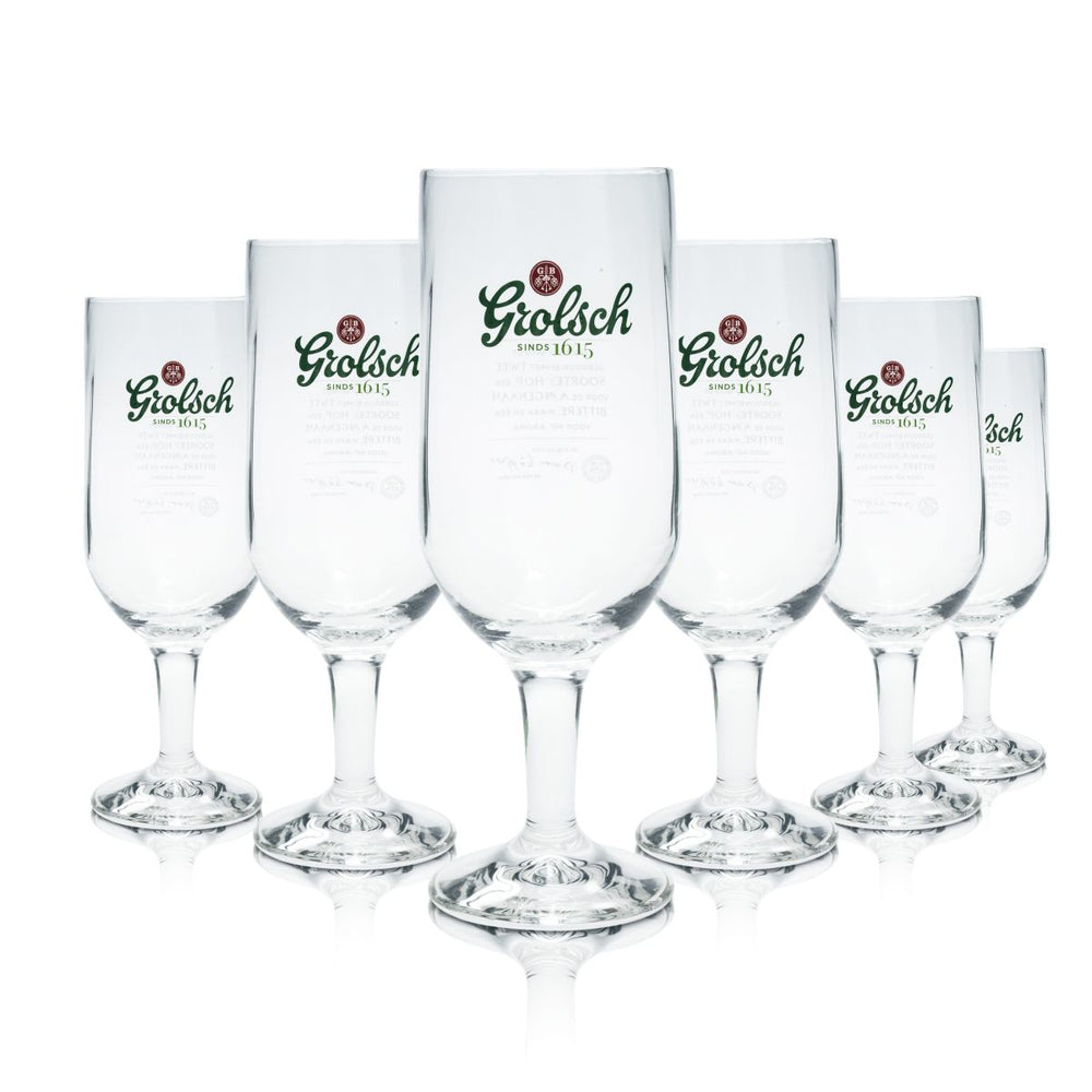 6 verres à bière Grolsch 0,25 l, verres tulipe classiques, lot de verres à bière, brasserie artisanale