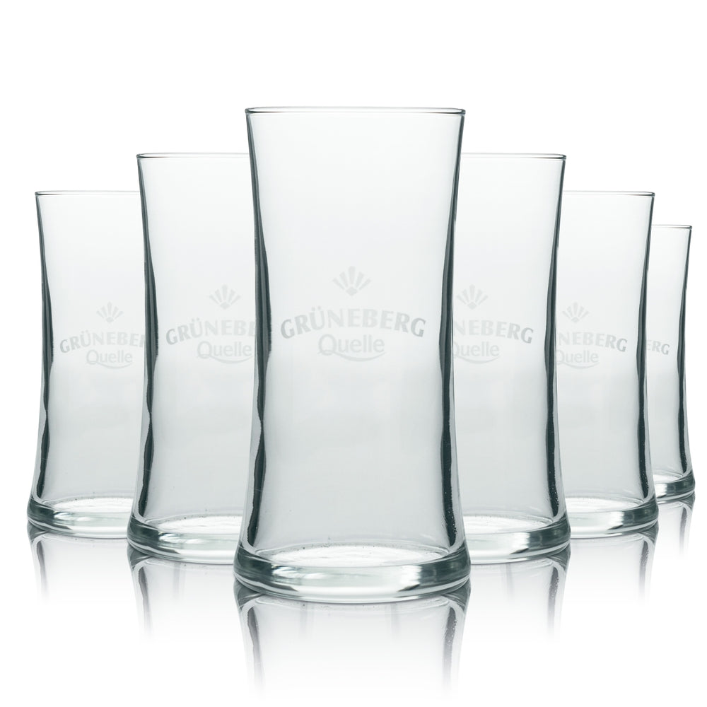 6 verres à eau Grüneberg, logo blanc rastal