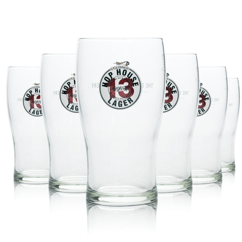 6 verres à bière Guinness Hop House 13, 0,3 l, verres à bière Sahm Lager, verres à pied, pint tulipe