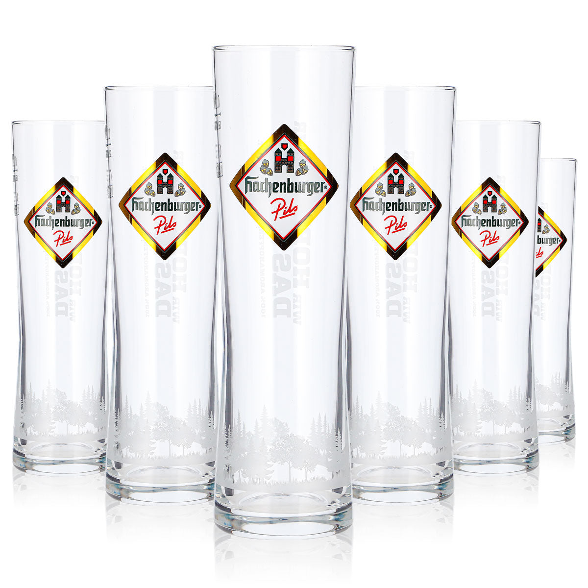 6 verres à bière Hachenburger 0,2 l, type longdrink, Pils Rastal, logo doré (lot de 6)