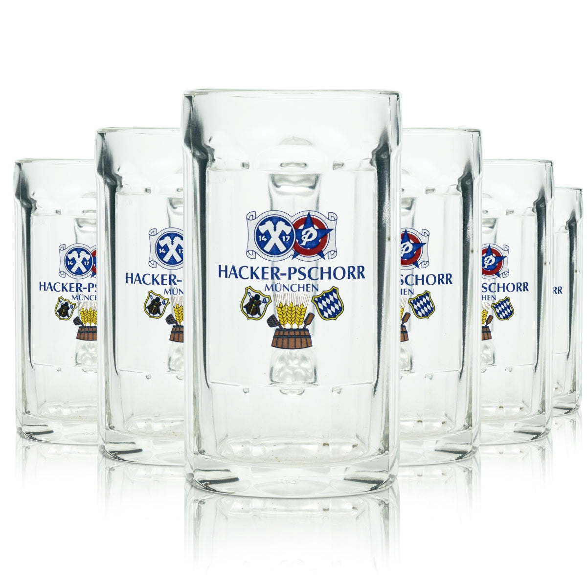 6 verres à bière Hacker Pschorr 0,25 l, chope Staufeneck Sahm Seidel, verres Humpen Beer