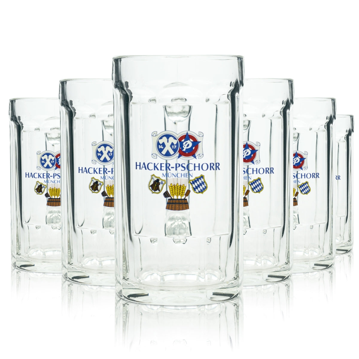 6 verres à bière Hacker Pschorr 0,3 l, chopes Sahm Seidel, verres à anse, chopes, chopes de bar