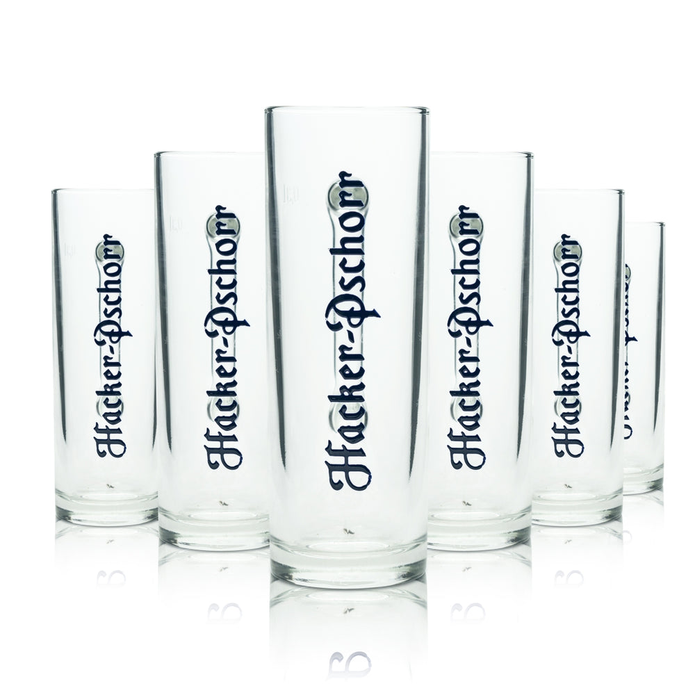 6 verres à bière Hacker Pschorr 0,3 l Krug Sahm Seidel Henkel avec inscription Beer