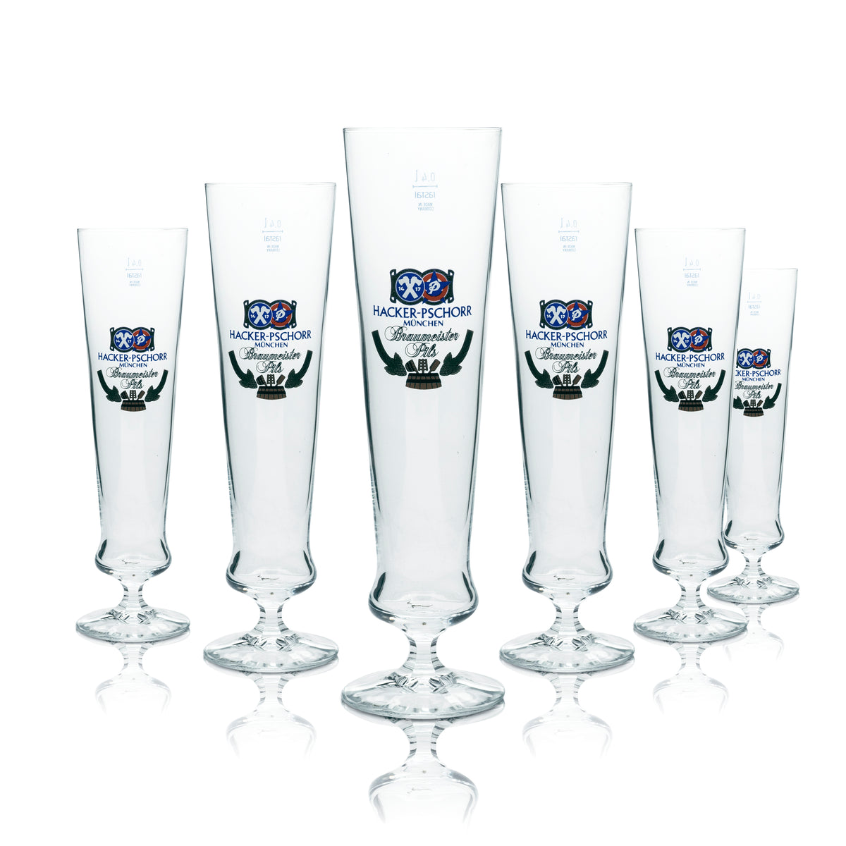 6 verres à bière Hacker Pschorr 0,4 l, forme tulipe, série Braumeisterpils Rastal – Vue 4