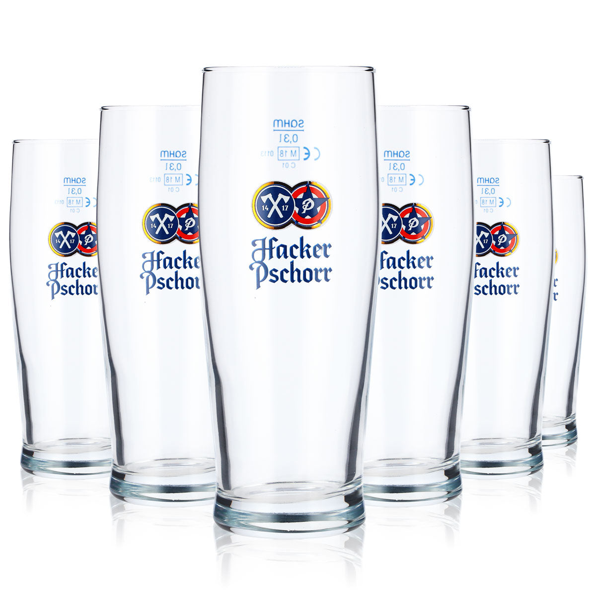 6 verres à bière Hacker Pschorr 0,3 l, logo bleu Sahm – Vue 5